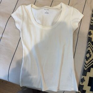 Anthropologie Pilcro Women's Ivory Scoop Tee